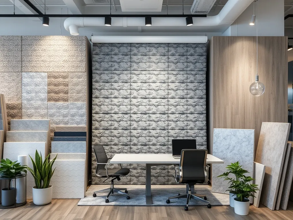 Interior view of a modern background design studio